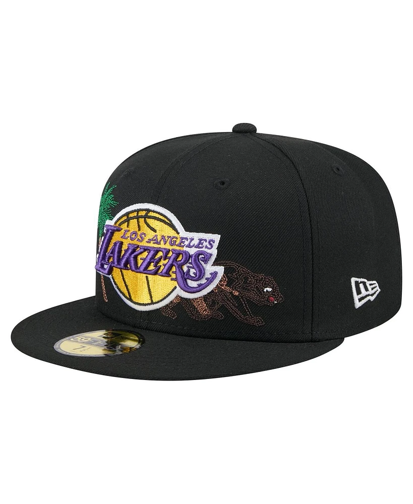New Era Men's Black Los Angeles Lakers State Stitch 59FIFTY Fitted Hat