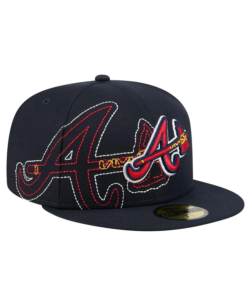 New Era Men's Navy Atlanta Braves Yarn Stitch 59FIFTY Fitted Hat