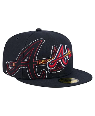 New Era Men's Navy Atlanta Braves Yarn Stitch 59FIFTY Fitted Hat