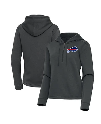 Antigua Women's Pewter Buffalo Bills Contemporary Quarter-Zip Hoodie