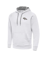 Antigua Men's White Denver Broncos Brushed Carbon Victory Pullover Hoodie