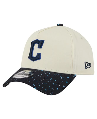 New Era Men's Cream Cleveland Guardians Speckle A-Frame 9FORTY Adjustable Hat
