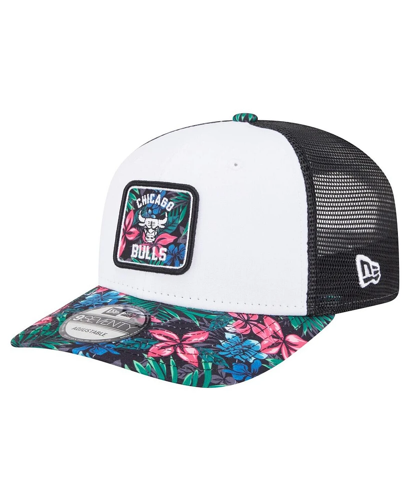 New Era Men's White Chicago Bulls Floral 9SEVENTY Adjustable Hat