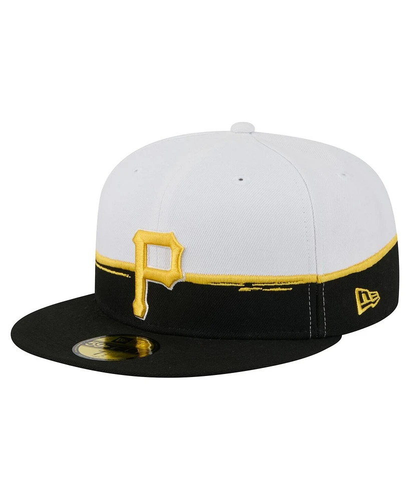 New Era Men's Black/White Pittsburgh Pirates Paint Stroke 59FIFTY Fitted Hat