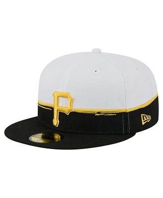New Era Men's Black/White Pittsburgh Pirates Paint Stroke 59FIFTY Fitted Hat