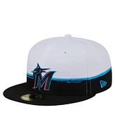 New Era Men's Black/White Miami Marlins Paint Stroke 59FIFTY Fitted Hat