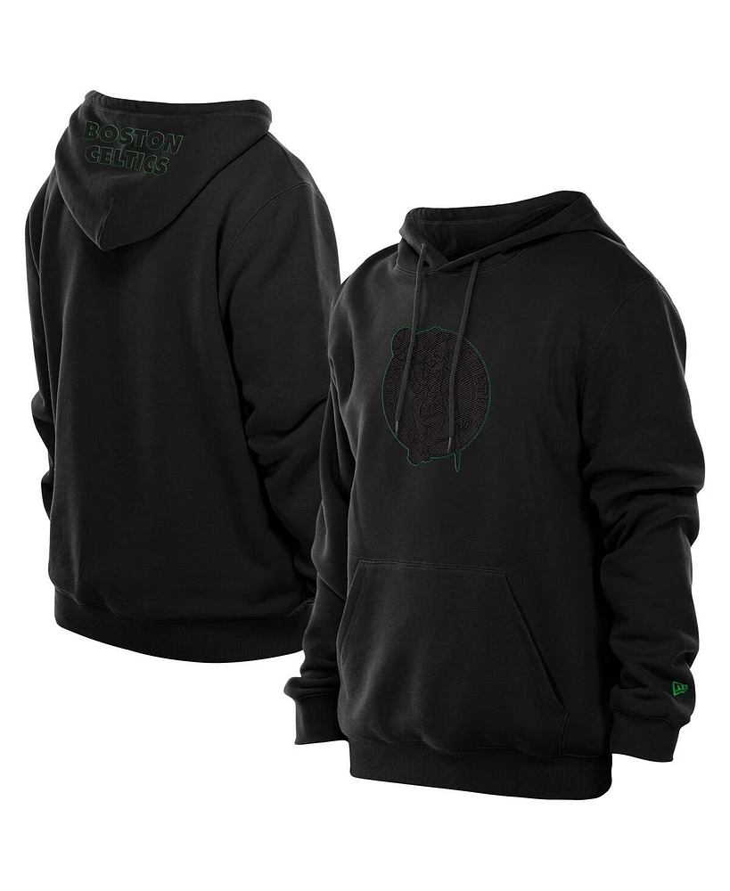 New Era Men's Black Boston Celtics Tonal Color Pop Premium Pullover Hoodie