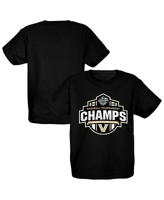 Blue 84 Big Boys and Girls Black Vanderbilt Commodores 2025 Sec Baseball Conference Tournament Champions Locker Room T-Shirt