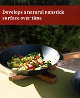 Alva Forest Professional Carbon Steel Cookware Set with Wok - Pre-Seasoned 4-Piece Set, Non-Toxic, Chemical-Free - Compatible with All Stovetops