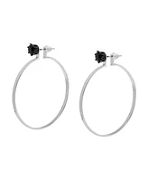 Steve Madden Faux Stone Punk Romance Stud Hoop Earrings