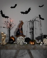 Northlight 22.75" Skull in Witch's Hat with Crow Halloween Decoration