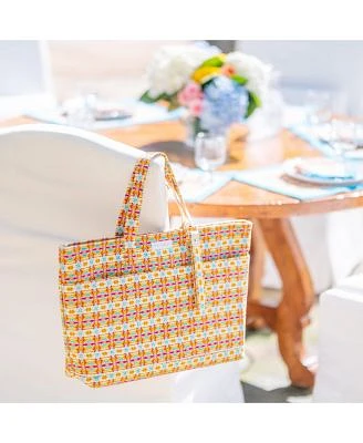 Evelyn Kate Orange Turtle Collection Artist Designed Patterned Quilted Tote Bag Pouch Coordinating Silk Scarf Wrap Sarongs Fabric Loop Keychain Accessories