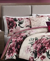 Bebejan Plum Haze Bedding 5 Piece Queen Size Reversible Comforter Set