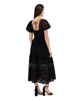 Siena Women's Cotton Embroidered Eyelet Lace Maxi Dress