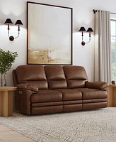 Flexsteel David 85" Pecan Leather Power Reclining Sofa