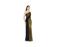 Amri Women's Braided Strap One Shoulder Metallic Drape Dress