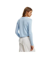 Cotton On Women's Knit Button Polo Long Sleeve