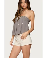 Edikted Women's Lenie Strapless Chiffon Babydoll Top