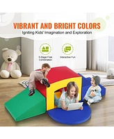 Slickblue Kids 5 Piece Indoor Foam Climbing Toys Set with Tunnel Stairs and Ramp