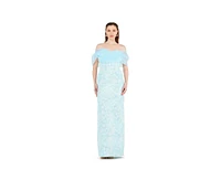 Amri Women's Off-The-Shoulder Corset Detail Brocade Gown