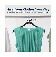 SereneLife 100-Piece Velvet Shirt Hangers - Non-Slip, Sturdy, Space Saving and Heavy Duty Coat Set with 360° Swivel Hook for Clothes (Black
