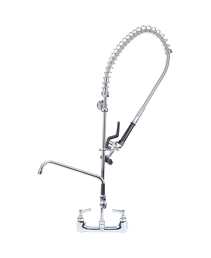 Greenspring Commercial Restaurant Pull Down 2-Handle Wall Mount Pre-Rinse Spray Utility Kitchen Faucet in Polished Chrome