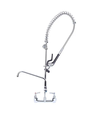 Greenspring Commercial Restaurant Pull Down 2-Handle Wall Mount Pre-Rinse Spray Utility Kitchen Faucet in Polished Chrome