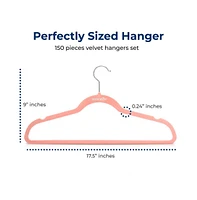 SereneLife 150-Pack Velvet Hangers – Ultra-Thin Space Saving Pink Clothes Hangers with 360° Swivel Hooks, Non-Slip Heavy Duty Design for C