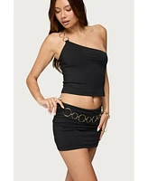 Edikted Womens Ashlyn Ring Chain One Shoulder Top