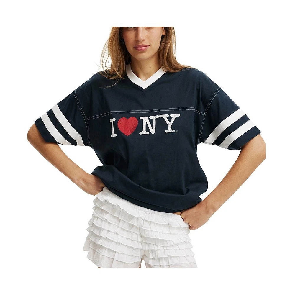 Cotton On Women's Lcn V Neck Oversized Graphic Tee