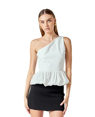 endless rose Women's Cotton Blouson Mixed Media Top