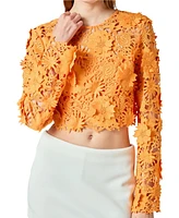 endless rose Women's Floral Lace Long Sleeve Top