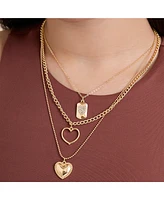 Jessica Simpson Gold-Tone Multi-Charm Heart Layered Necklace Set