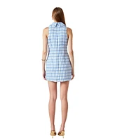 endless rose Women's Tweed Halter Check Mini Dress