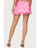 Edikted Women's Tiedye Mesh Layered Mini Skirt
