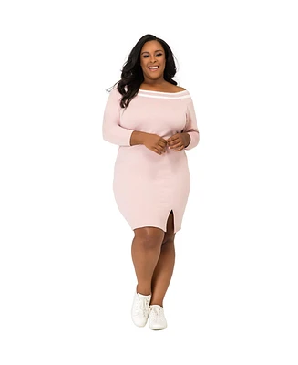 Poetic Justice Plus Athleisure Stripe Knee-Length Dress