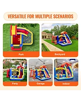 Outdoor Playhouse Trampoline Jumping Bouncer with Slide Blower and Storage Bag