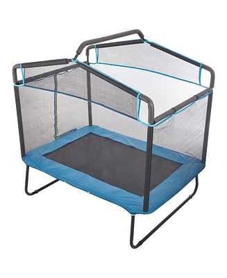 Slickblue Kids Trampoline Indoor Outdoor Mini with Gymnastics Bar Hammock for Toddlers 3+