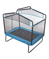 Slickblue Kids Trampoline Indoor Outdoor Mini with Gymnastics Bar Hammock for Toddlers 3+