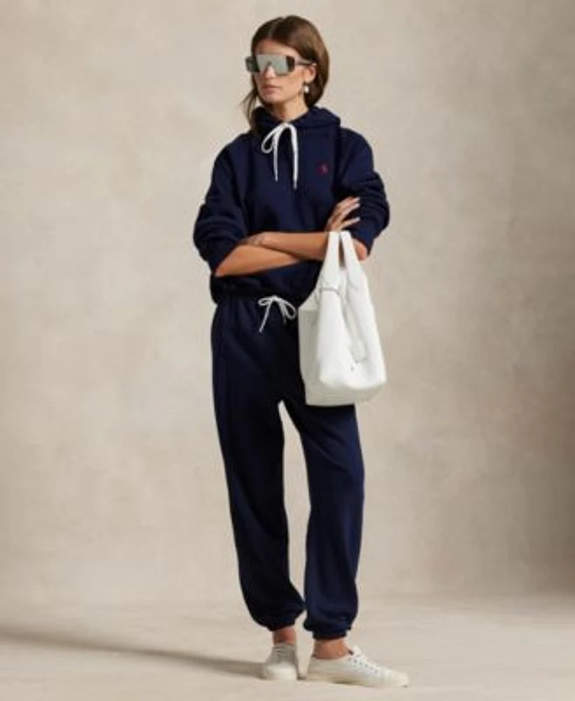 Polo Ralph Lauren Womens Shrunken Fit Fleece Hoodie Sweatshirt Drawstring Sweatpants
