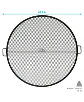 Sunnydaze Decor Outdoor Camping or Backyard Heavy-Duty Steel Round X-Marks Fire Pit Cooking Grilling Grate