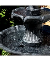 Sunnydaze Decor 45" H Outdoor Arcade 2-Tier Solar Water Fountain with Battery Backup and Led Light