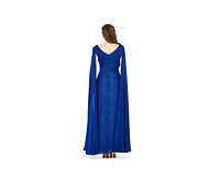 Amri Women's Cowl Neck Flare Sleeved A-line Gown
