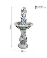 Sunnydaze Decor Outdoor Polyresin Fairy Flower Solar Powered Water Fountain Feature with Battery Backup - 42"