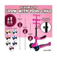 3-Wheel Foldable Kids Scooter - Child Toy Scooter with Built-in Led Wheel Lights, Foldable Seat (Pink)