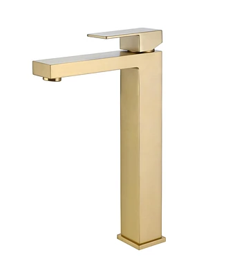 Greenspring Single Hole Handle Bathroom Vessel Sink Faucet With Supply Hose Brushed Gold