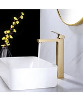 Greenspring Single Hole Handle Bathroom Vessel Sink Faucet With Supply Hose Brushed Gold