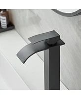Waterfall Single Hole Handle Tall Bathroom Vessel Sink Faucet With Supply Hose Polished Chrome