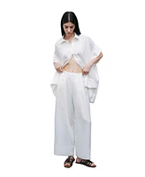 Nocturne Women's Ecru Linen Flowy Shirt
