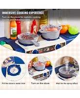 Slickblue 48 Piece Kids Kitchen Playset Pretend Cooking Toy with Pots Pans and Utensils